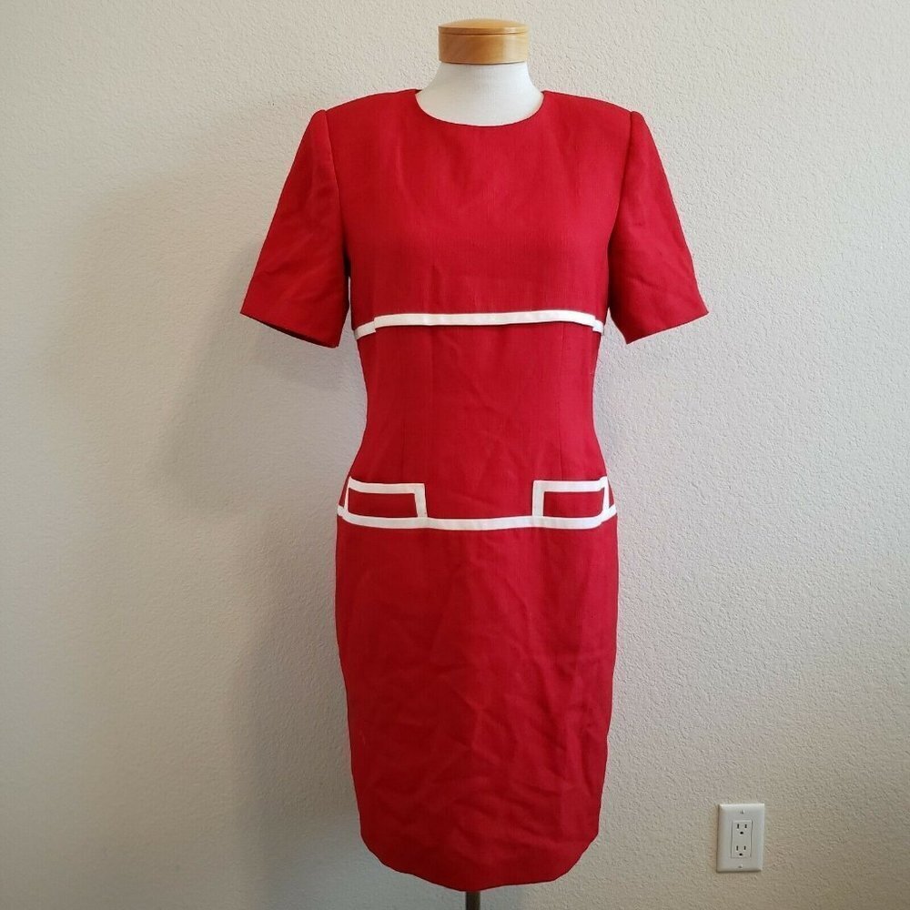Vintage Kasper ASL Secretary Shift Red Dress 10